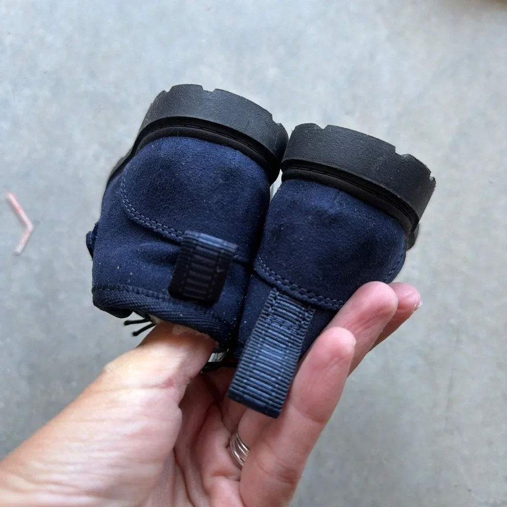 Cat & Jack Toddler Magnus Boots Navy Blue Faux Suede‎ Fur Lined Size 5 NEW